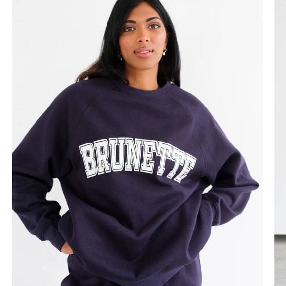 Brunette The Label Sweaters - Brunette The Label Varsity Hair Colour Not Your Boyfriend's Crew Sweatshirt NWT